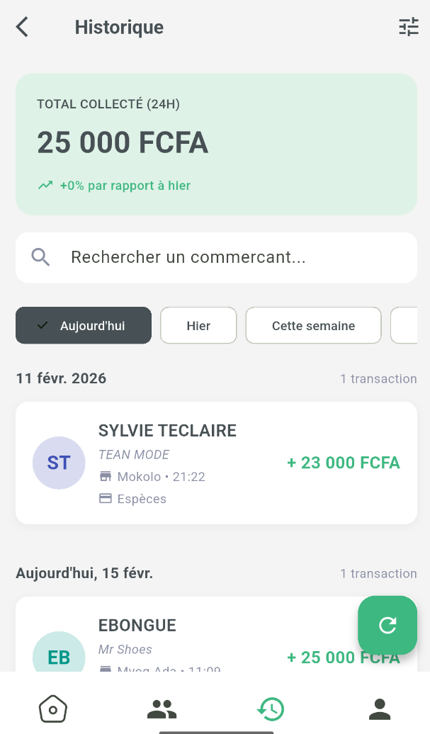 Historique des collectes (agent)